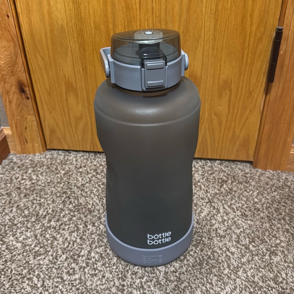 Gray 128 oz water bottle